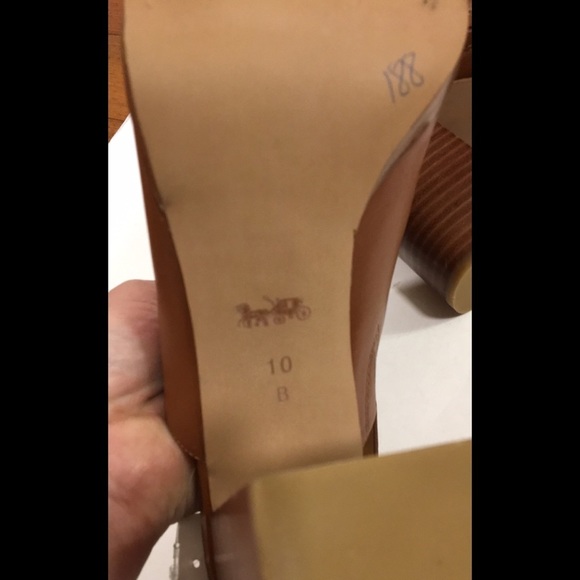 NWT Coach | Brown Brady Open Toe Sling Mule Heels - Picture 6 of 15